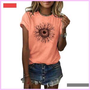 Women's Short Sleeve Graphic Tee Loose Fit Summer Top